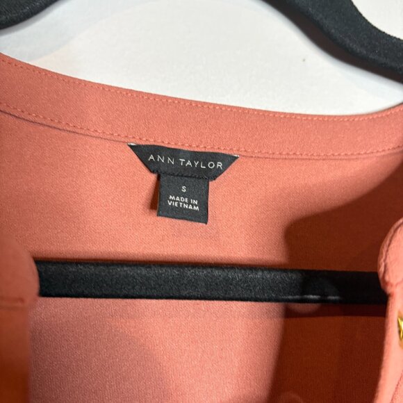 Ann Taylor Lace Up Peplum Top In Romantic Rouge - Picture 3 of 5